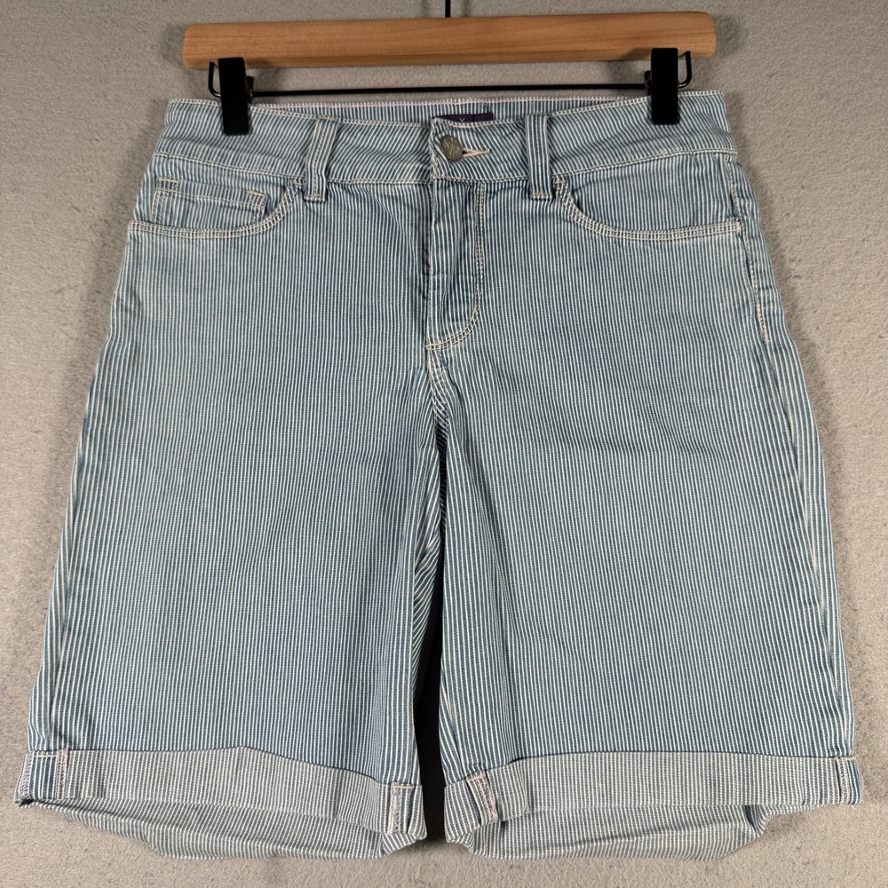 NYDJ Womens Blue White Striped Lift Tuck Denim Shorts Size 2 M56G29NH